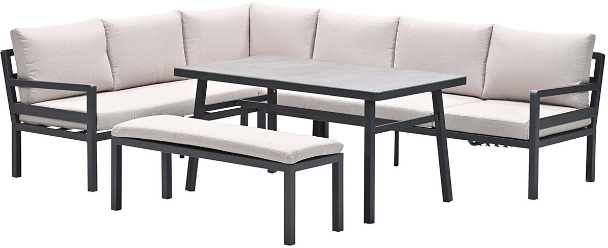 GI Corsica lounge-dining set links (4-delig) - Carbon black - Op=Op