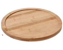 Draaiplateau 30 cm – Bamboe – Lazy Susan – Rond Serveerplateau met Opstaande Rand – 360° Draaibaar – Keuken Organizer – Hoogte 4 cm - Draaischijf - Lazy Susan - Draaiplateau - Draaiplank - Roterend plateau