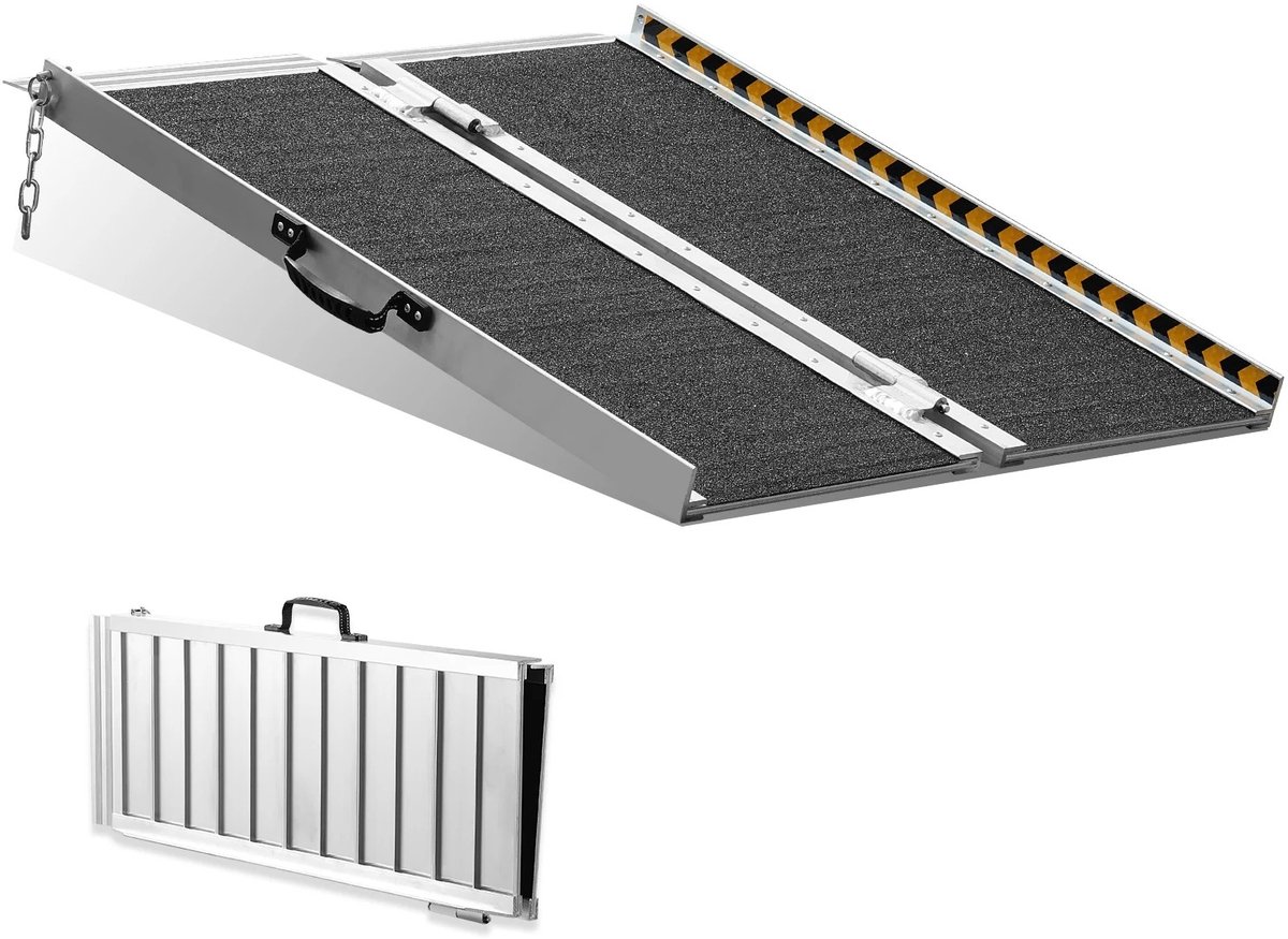 LabelOne Drempelhulp - Oprijplaat - Oprijplaat Rolstoel - Rolstoelhelling - 61 cm - opvouwbaar - antislip - incl. draaghandvat