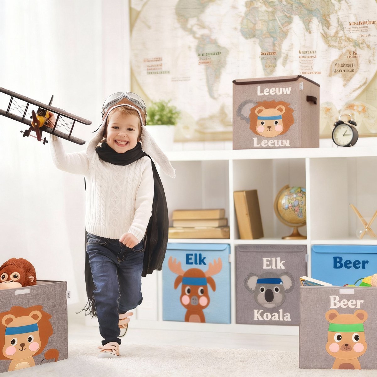 Opbergdoos van stof voor kinderen "leeuw" met deksel, compatibel met Ikea Kallax Lifeney