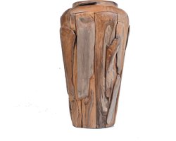 Teakhouten Vaas 60 cm hoog Handgemaakt in Indonesië | Uniek & Natuurlijk Woonaccessoire