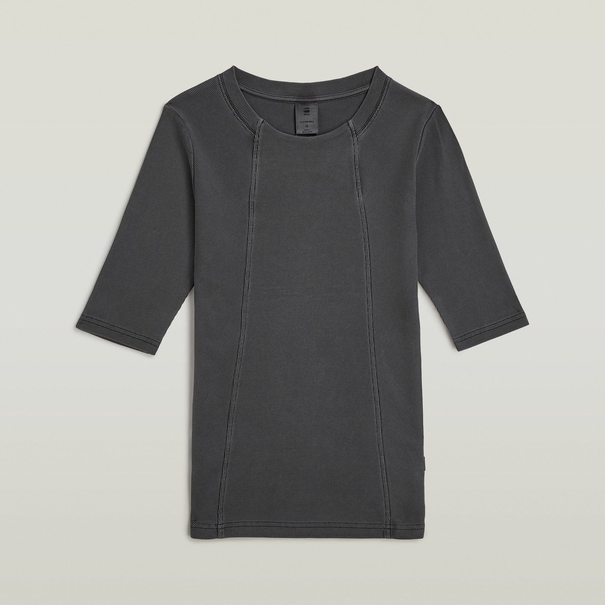 G-Star Washed a line slim rib r t 12 sl wmn Dames Tops Zwart