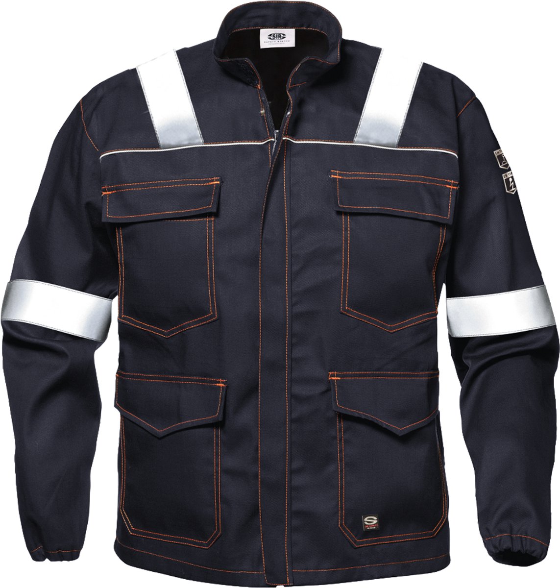 SIR SAFETY POLYTECH WITH BANDS Hi Vis Reflecterend Stof Werkjas HEREN Veiligheidsjas Donkerblauw - Vlamvertragend