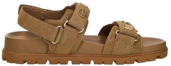 GUESS Gwfabula platte sandaal voor dames, zwart, 36 EU, Zwart, 38.5 EU