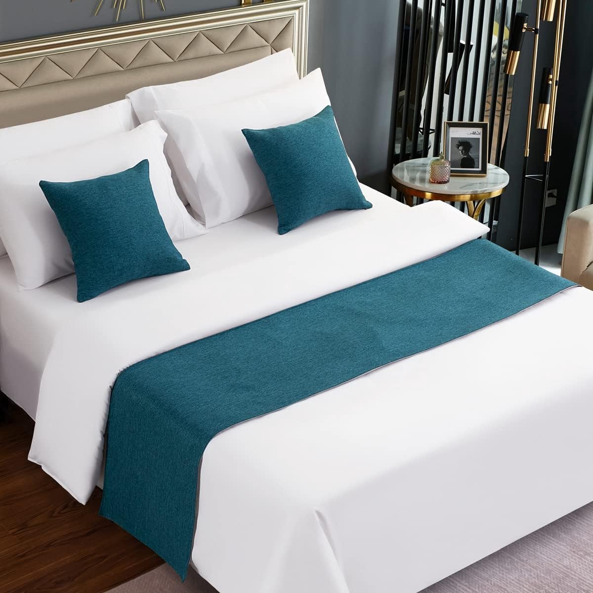 Decoratieve Bedloper Blauw Imitatie Linnen voor Thuis en Hotel