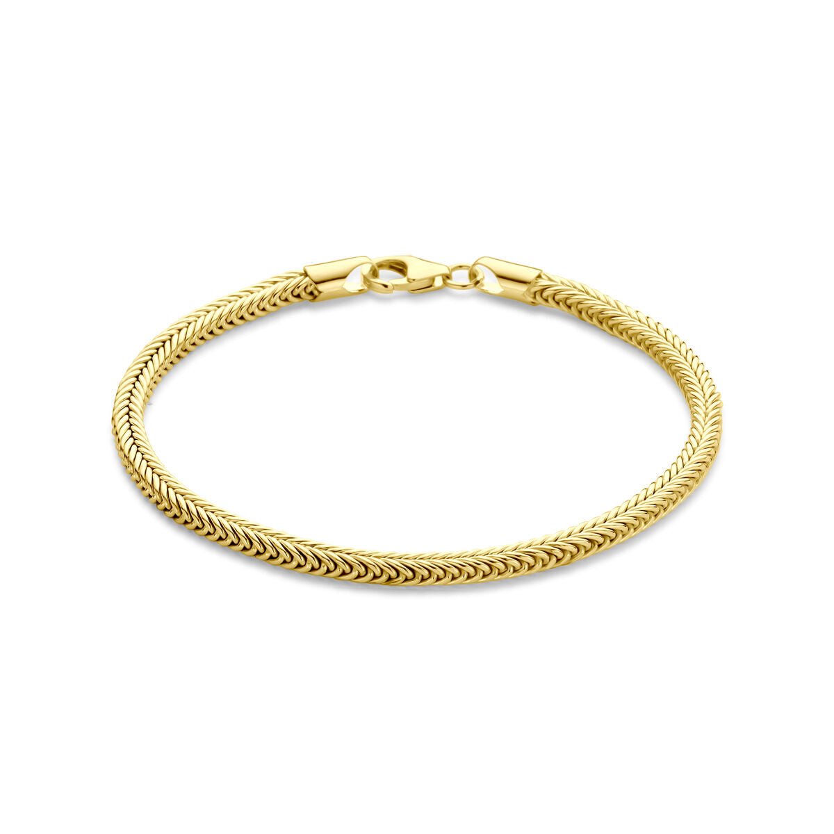 Silgold (geel met zilverkern) armband vossestaart massief 3,5 mm 19 cm - 5000320