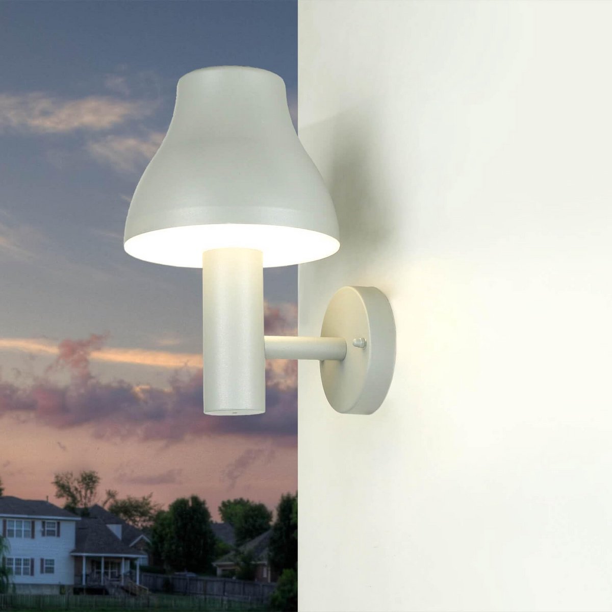Lichtgrijze LED Buitenwandlamp Aluminium IP44 Indirecte Verlichting 29 cm