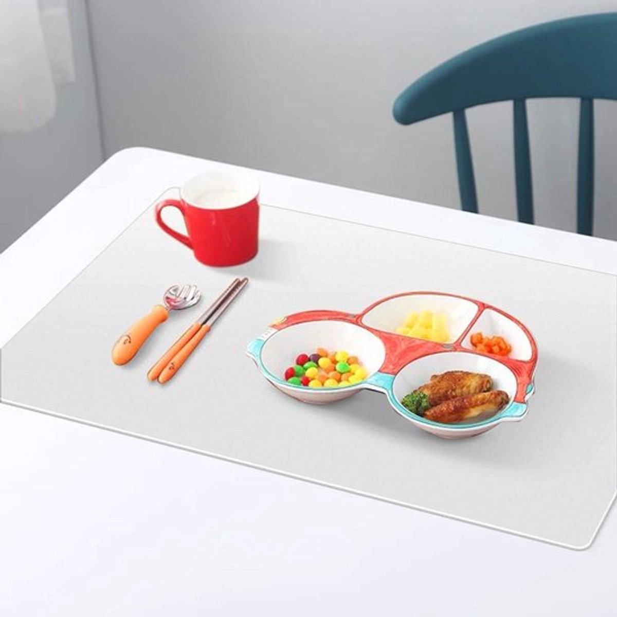 Candala Transparante placemat, 6 stuks transparante plastic tafelmatten, wasbare onderzetters voor keuken, eettafel en koelkastvoeringen