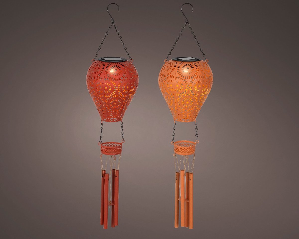 Kaemingk | Solar Ballon Metaal Steady 2-delig Assortiment | Bruin | Ø 13 x 56 cm
