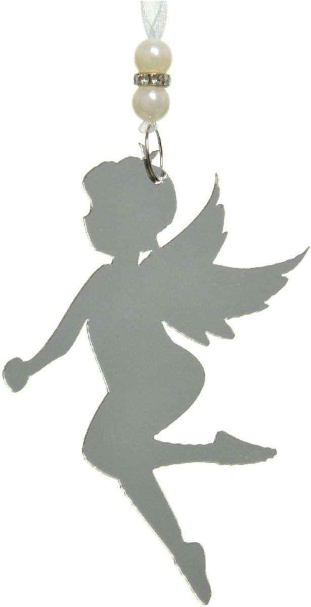 KAEMING B.V. - Zilveren feeën-hanger 12 cm, kerstdecoratie