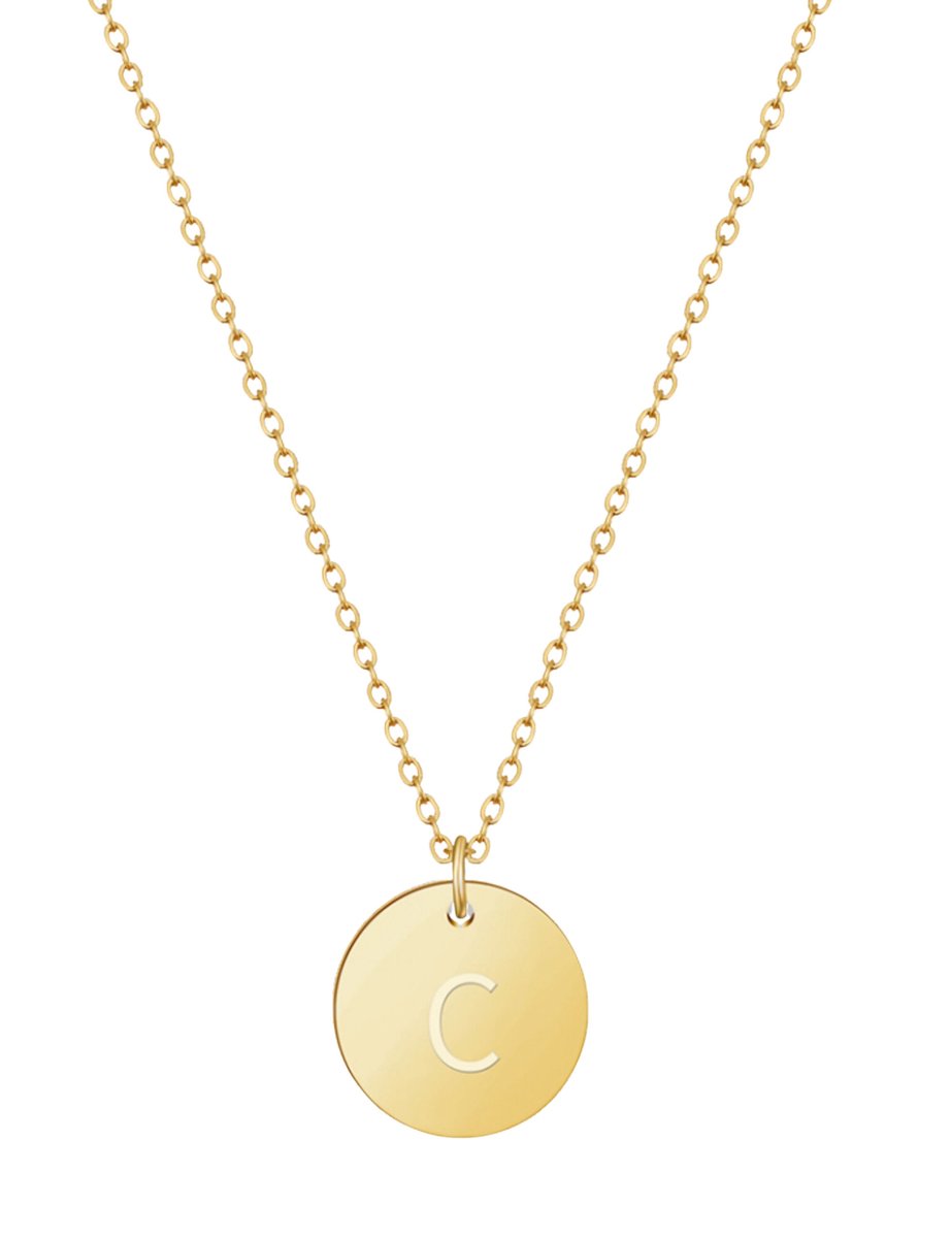 good.designs Ketting 18 K verguld met lettermunt C