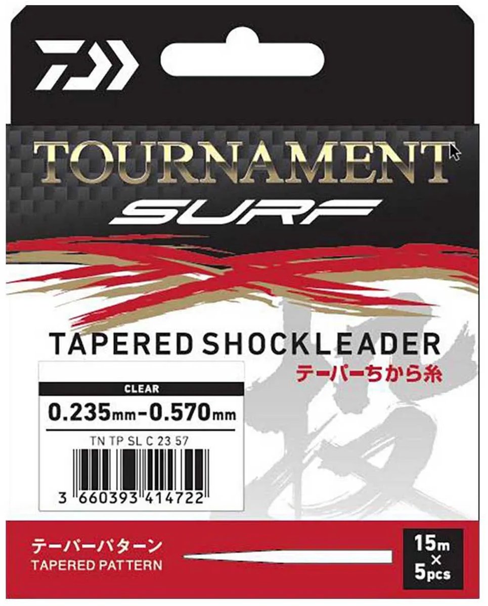 Daiwa Tournament Surf Taps Toelopende Onderlijn 5x15 M Transparant 0.280-0.660 mm