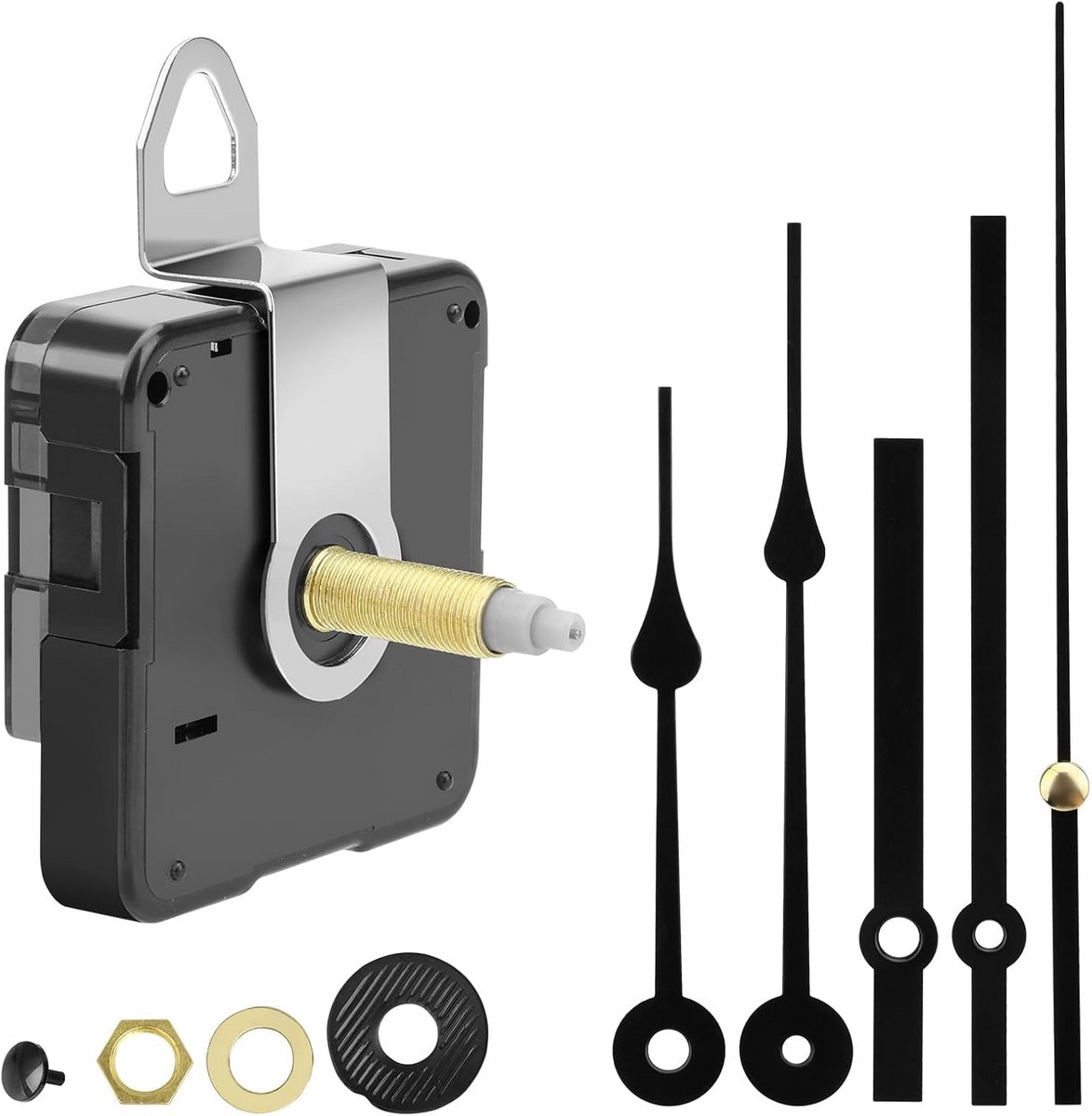 Stil Uurwerk Mechanisme met Lange Schacht en 2 Sets Wijzers voor DIY Klok