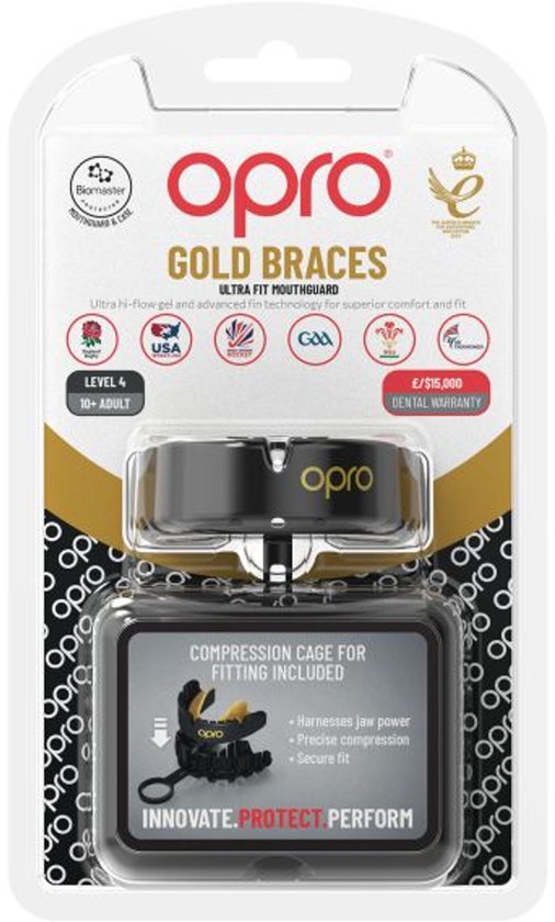 Opro Gold Braces bitje verpakking met compressie kooi