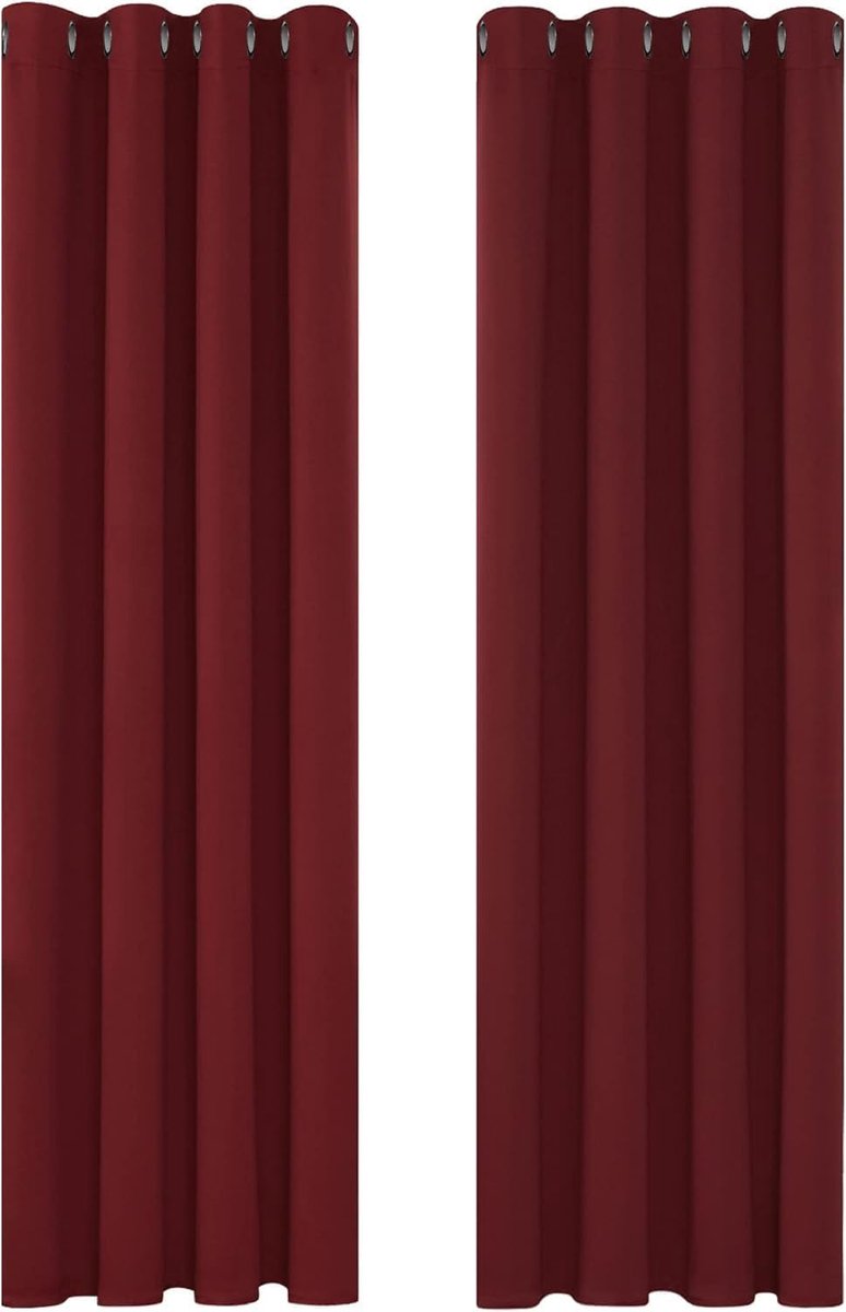 Famanu Set van 2 verduisteringsgordijnen - rood - thermisch en opaque - 200 x 140 cm - voor slaapkamer of woonkamer
