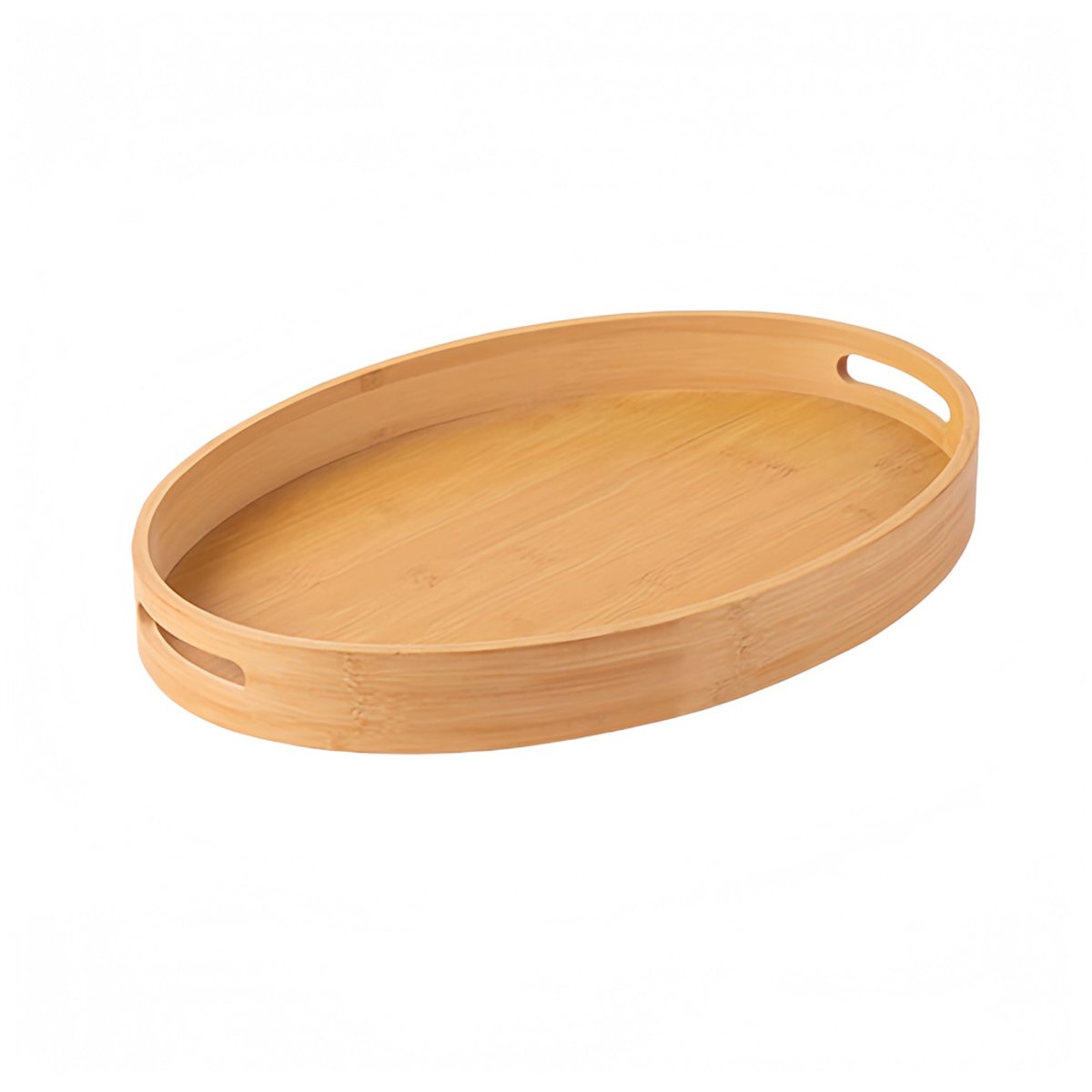 Decopatent - Dienblad Bamboe Hout Ovaal - Koffie / Thee dienblad met handvaten - Fruitschaal - Keuken serveer tray dienblad met opstaande rand - Afm. 29 x 20.5 x 5 Cm.