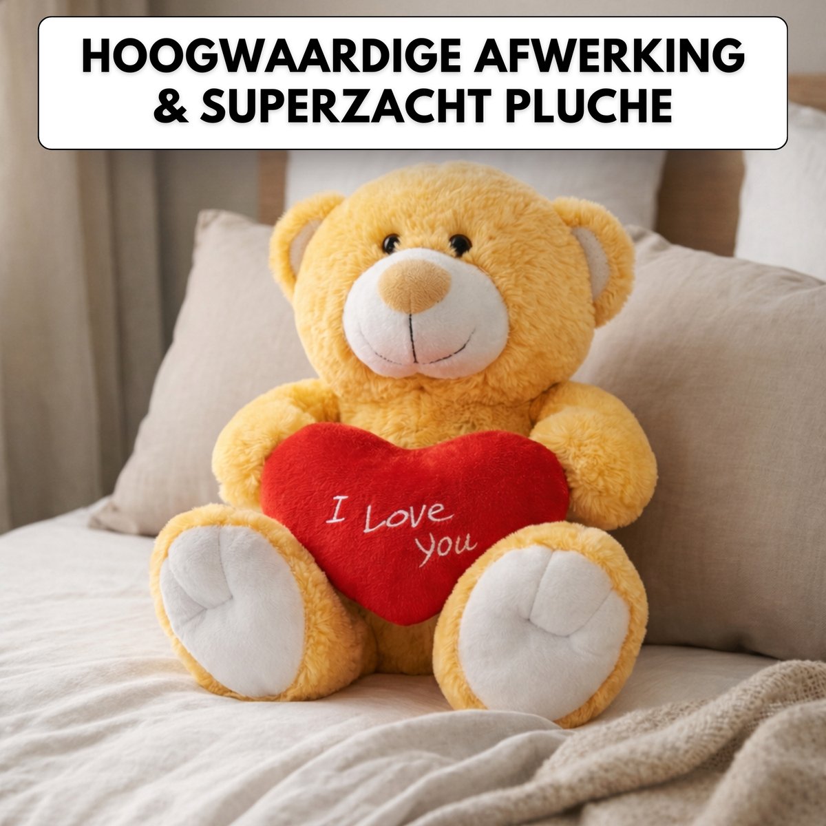 Boncy® Knuffelbeer I Love You - Teddybeer Knuffel met Hart - Pluche Knuffels - Valentijn Cadeau of Baby Teddy Beer - Cadeautje Verjaardag — afbeelding 3
