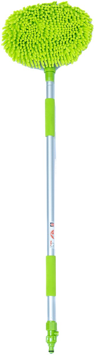 EveBase® Flow Telescopische Wasborstel - Bereik van 1.5 tot 2.5m - Met Waterdoorvoer - Ultrazachte, Draaibare, Verwijderbare en Wasbare Borstel - Ergonomische Handgreep - Voor Auto, Caravan, Raam, Tuin en Zonnepanelen