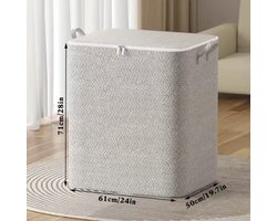 Grote Opvouwbare Wasmand – 71×61×50 cm – Met Deksel en Handgrepen – Opbergmand / Opbergtas / Wasmand – Grijs Patroon H4.4
