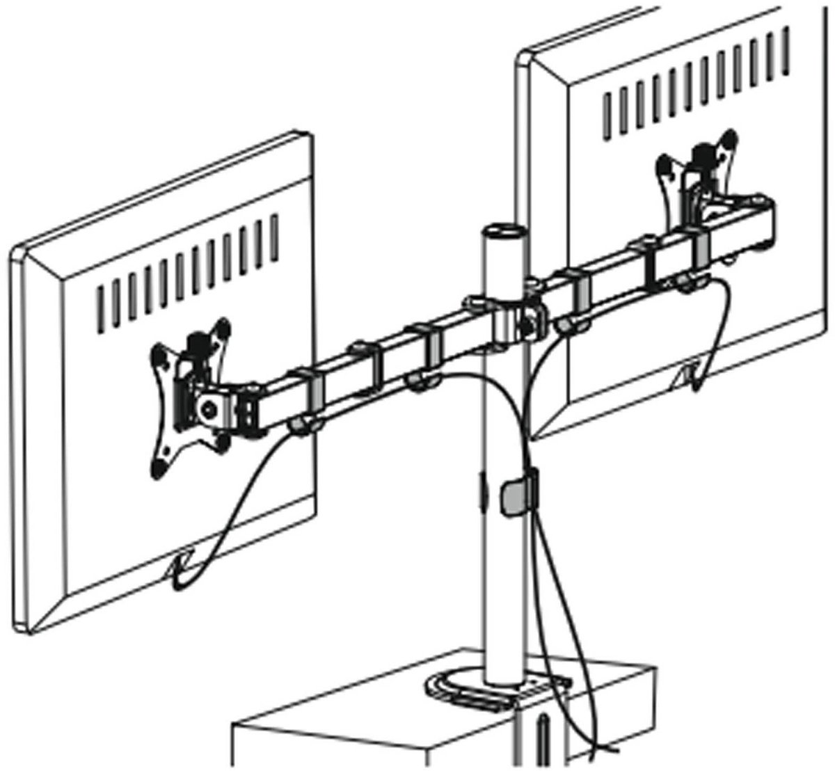Gembird Bureau Monitorarm voor Dubbele Monitoren, 17–32", Tot 9 kg per Monitor, 360° Rotatie Landschap/Portret, Kanteling 45°, 90° Zwenkbaar, VESA-compatibel, Kabelbeheer, Zwart thumbnail 3