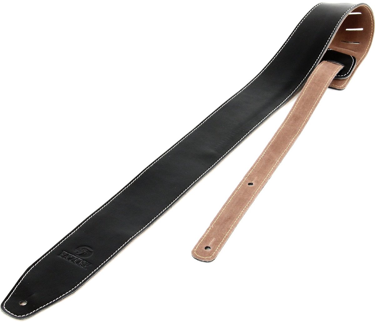 Gitaarband dun leder zwart Fazley LETA SGSTN-BLK