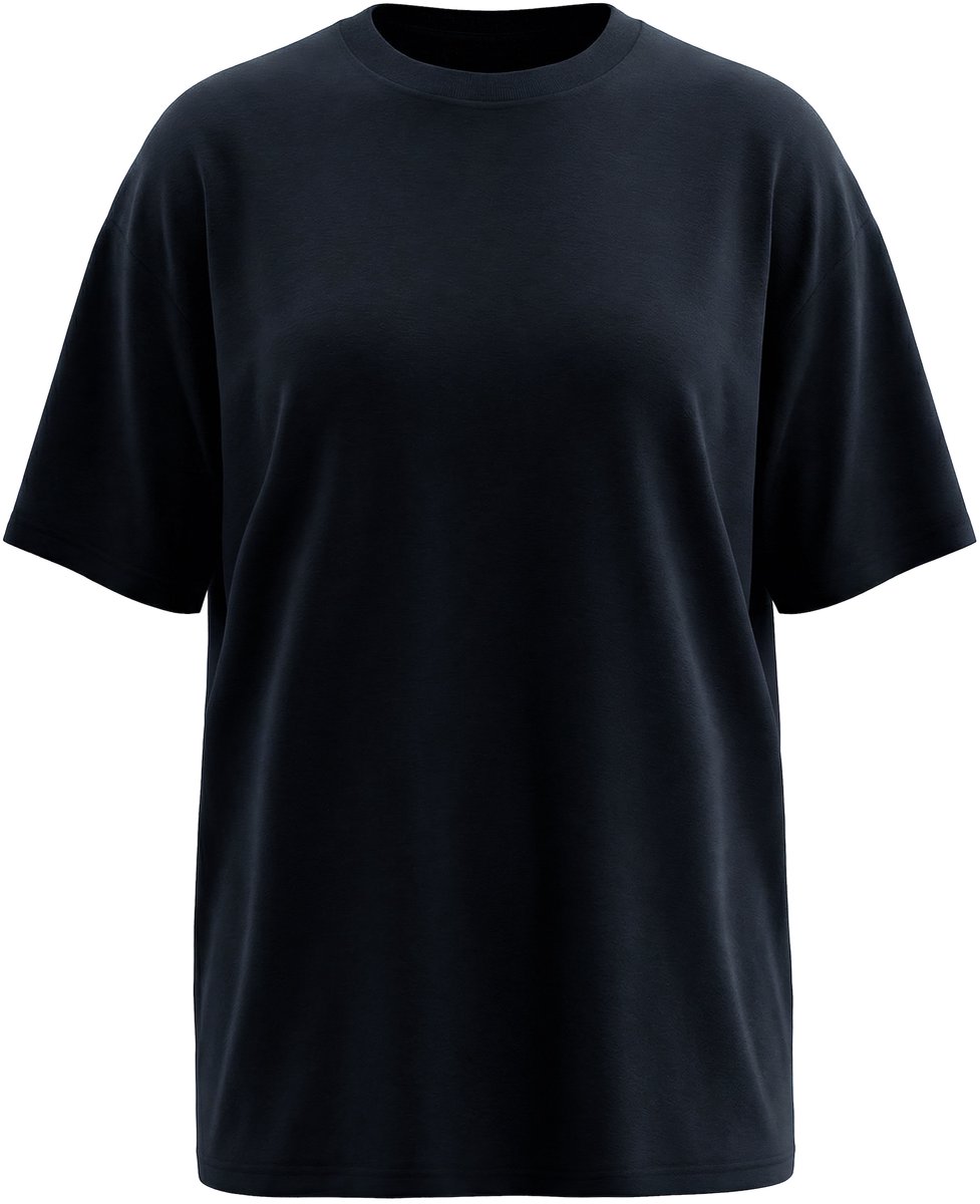 Studio Untold - Dames - T-shirt oversized fotoprint met statement - Zwart - Maat 46+