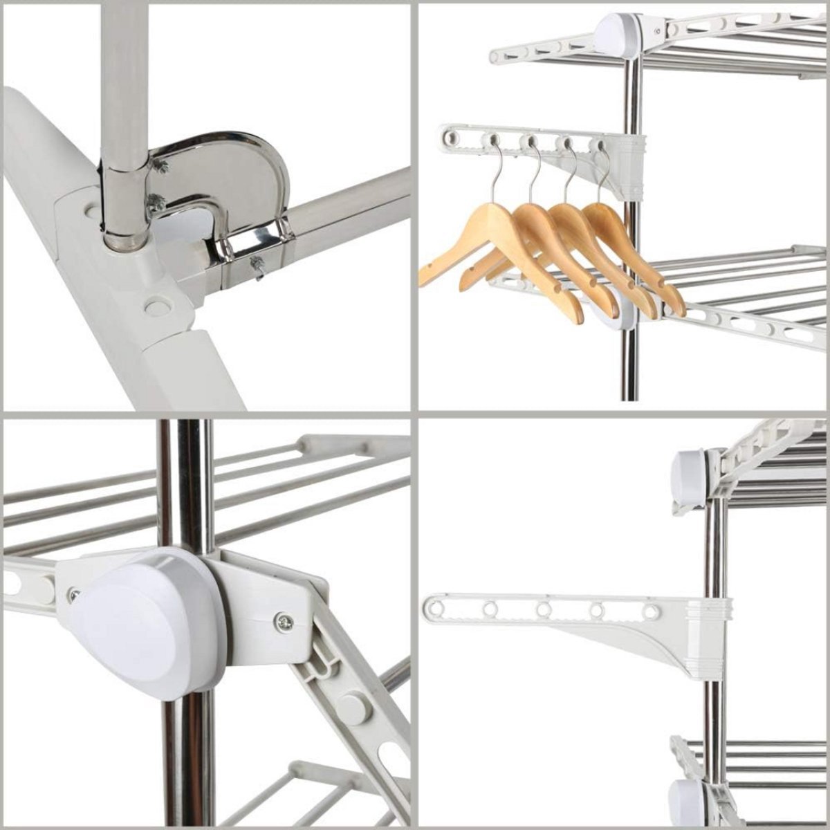 NBAP® Elektrisch Droogrek - Wasrek Inklapbaar - Zilver