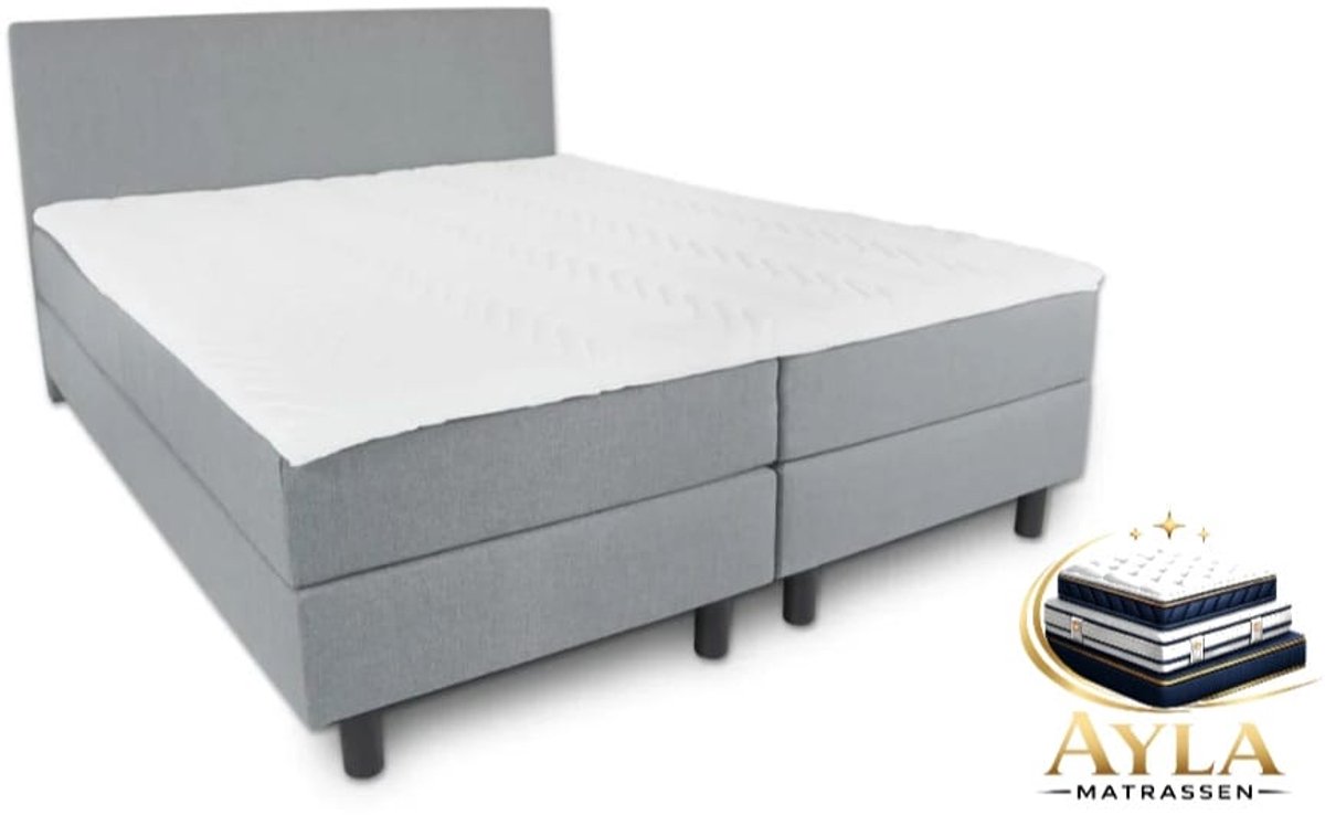Boxspring Ayla Royal - 160x220 Compleet - Grijs Glad - Ayla Matrassen - 2 persoons