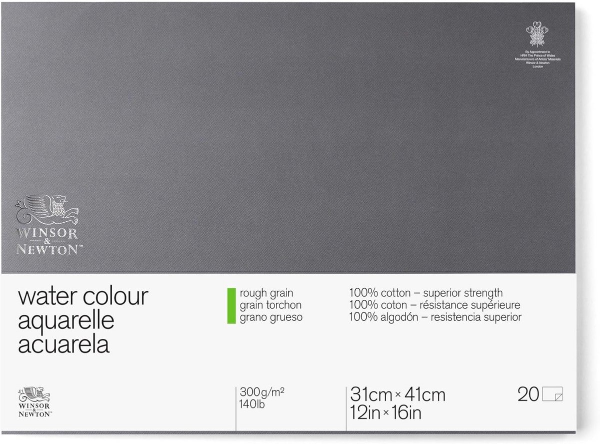 Professioneel Aquarelblok 300 g/m² Grove Korrel 20 Vellen 30,5 x 40,6 cm