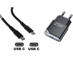 OneOne 25W snellader + 1,2m sterke USB C naar C kabel. GAN lader. PD PPS oplader adapter past op Kobo (Rakuten) eReader Elipsa, Elipsa 2E, Sage, Libra 2, Libra Colour, Clara 2E, Clara Colour, Clara BW - Kindle (Amazon) Scribe