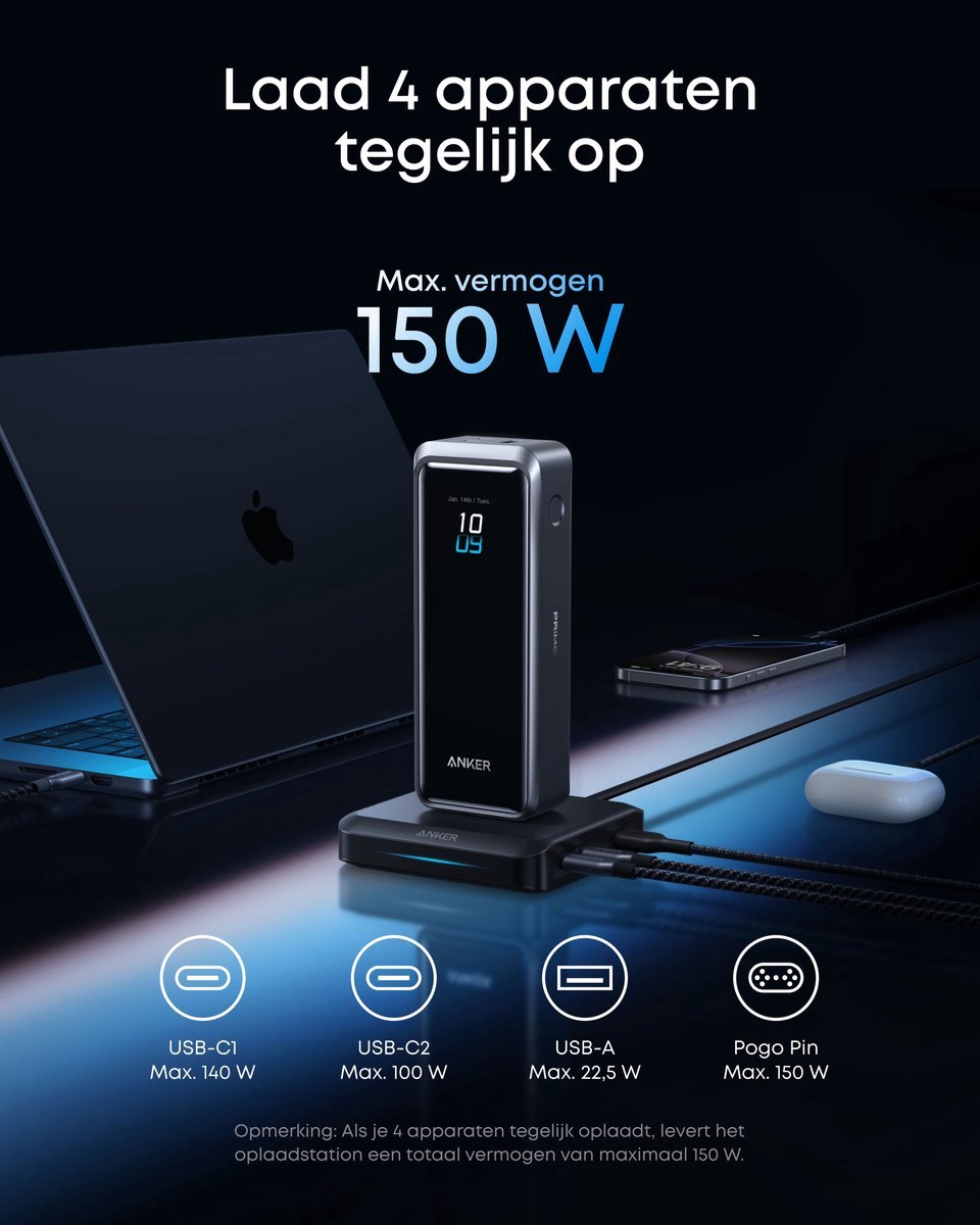 Anker Prime Power Bank Black Myth: Wukong Edition, 20,100mAh 3-Port Portable Charger with 220W, Two-Way Power, TSA-Approved, App Control + Anker-oplaadstation +Anker-oplaadstation, maximaal 150 W snelladen met 3 poorten voor Anker Prime-powerbank — cadeau in Elektronica - foto 4