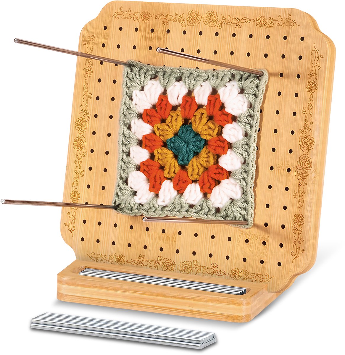 Hervita Granny Squares Blokspanner 20 X 20 cm - Inclusief Pinnen - Consistente Maatvoering - Staat Stabiel - Blokspanners Voor Haakwerk - Granny Squares Haken