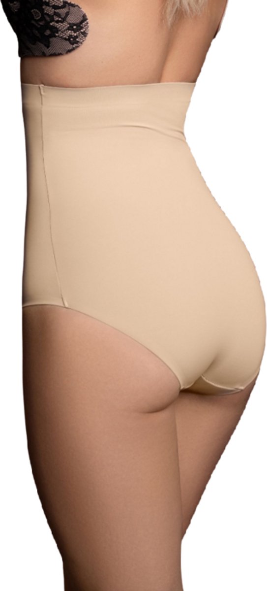 Bye Bra Invisible slip met hoge taille, naadloze shapewear, licht corrigerend slipje voor de buik, gladmakend en comfortabel ondergoed, huidskleur en zwart, S-XL (beige, S)