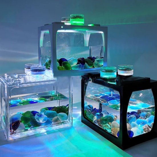 Bureau Hangende Fish Tank Bowl met Stand, Kleine Glazen Betta Viskom Mini Aquarium met Stand, Kleine Tafelglazen Visschaal voor Thuis of Kantoor Decor
