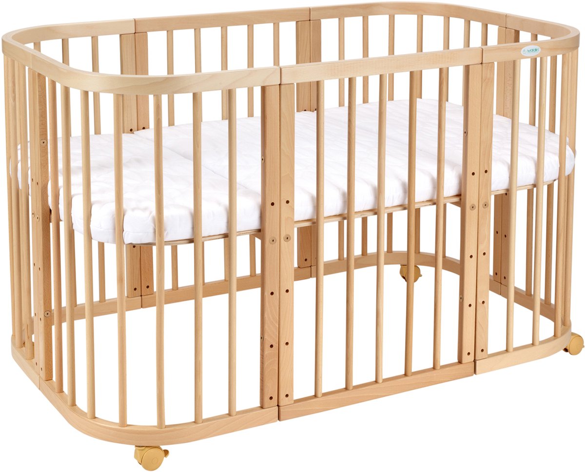 Multifunctioneel 7 in 1 Babybed / peuterbed incl. matras - Naturel