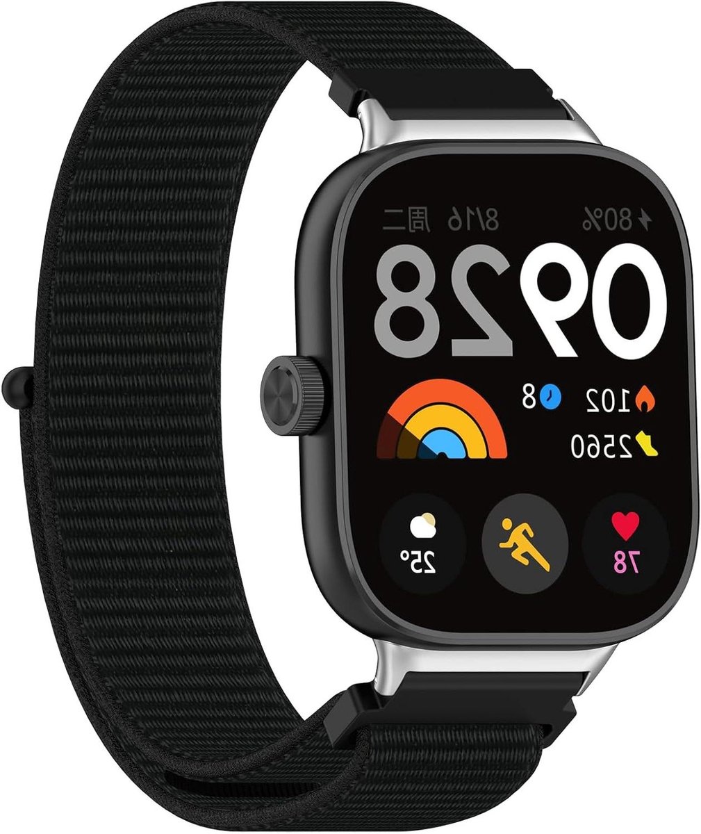 Allecto- Nylon Armband - Zacht Gevlochten - Uniseks - Ademend - Geschikt voor Xiaomi Watches - Zwart Nylon Polsband voor Smartwatches van Xiaomi - Compatibel met Verschillende Modellen Xiaomi smartwatches