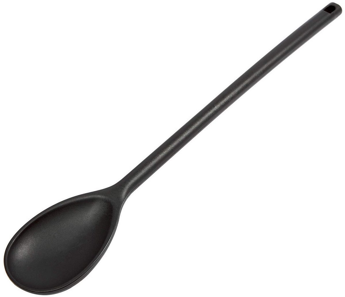 Nylon lepel 38 cm zwart voor koken en bakken