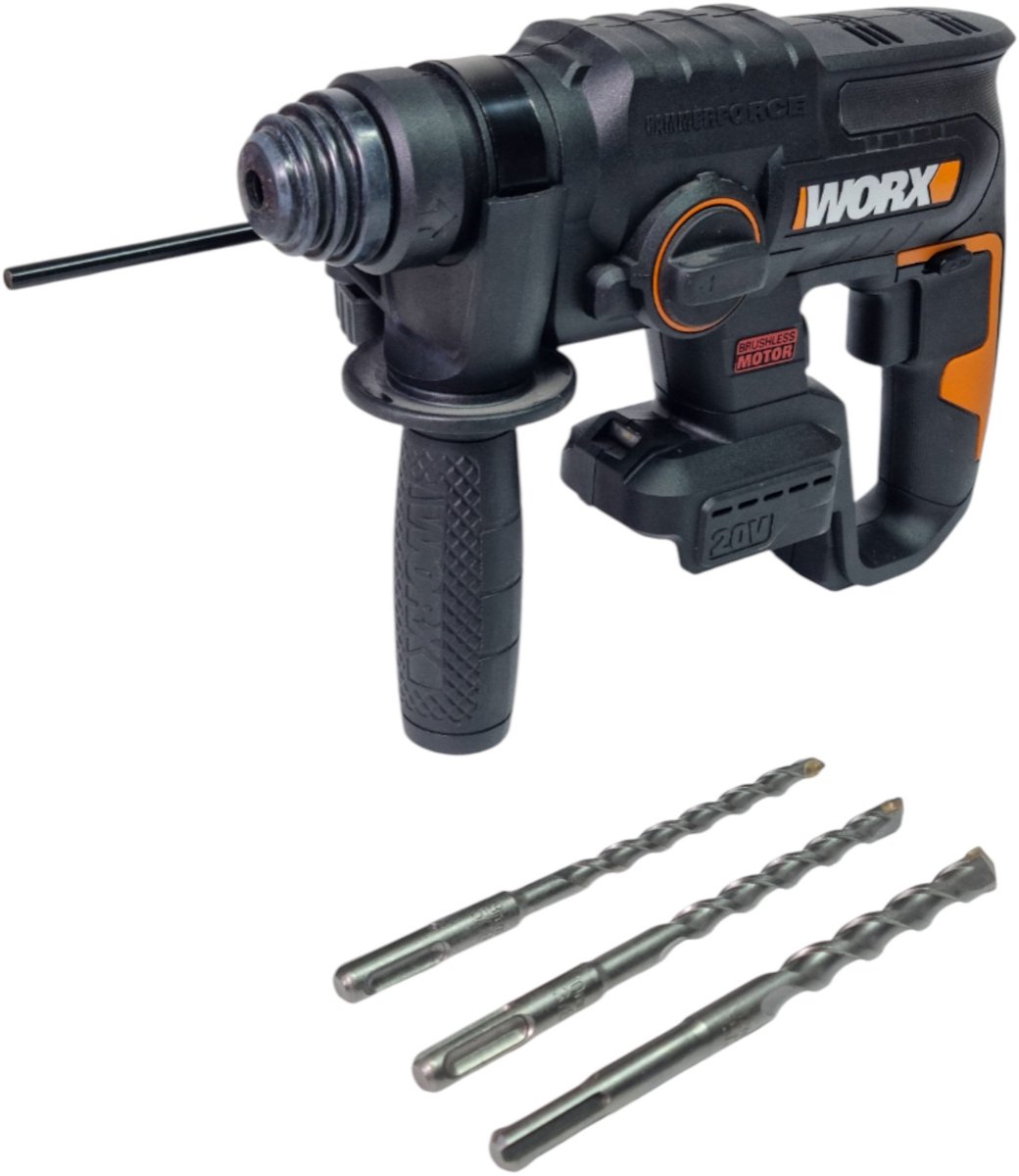 Worx WX381.9 accu combihamer 20 V 2,0 J SDS plus PowerShare Brushless Solo - zonder accu, zonder oplader
