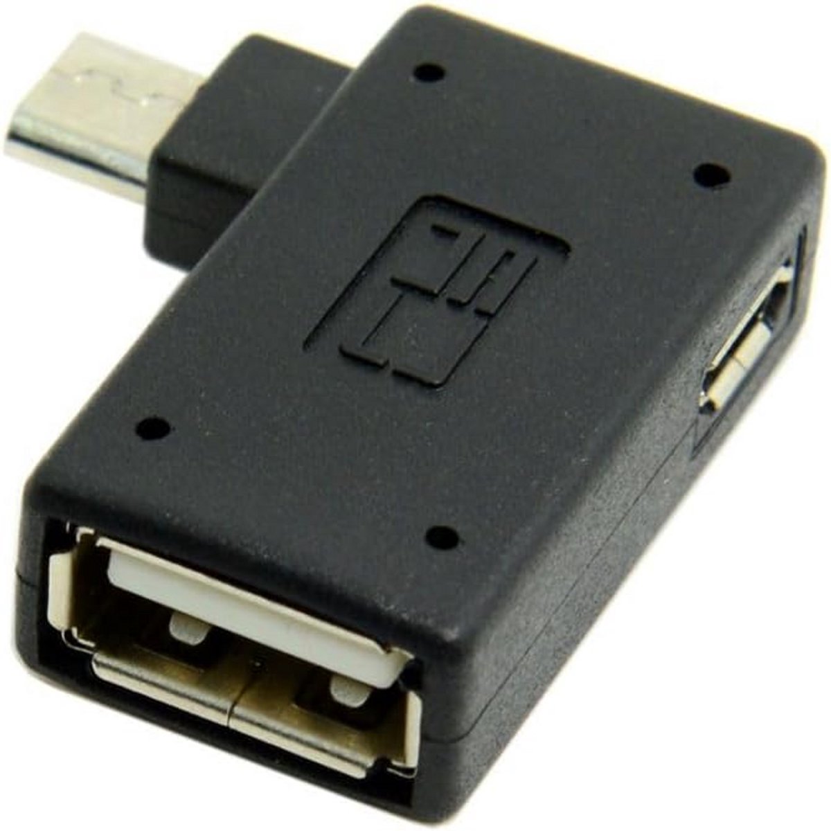Micro USB OTG Hostadapter met Haakse Aansluiting en Oplaadpoort