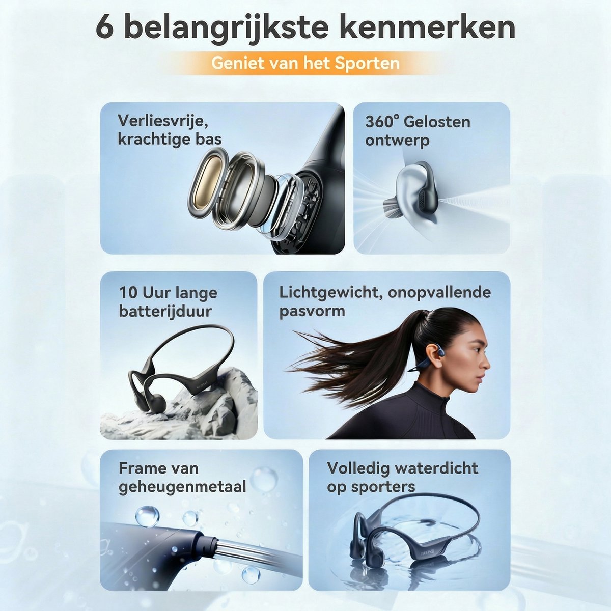 Bone Draadloze Bone Conduction Koptelefoon IPX7 Waterdicht - afbeelding 2
