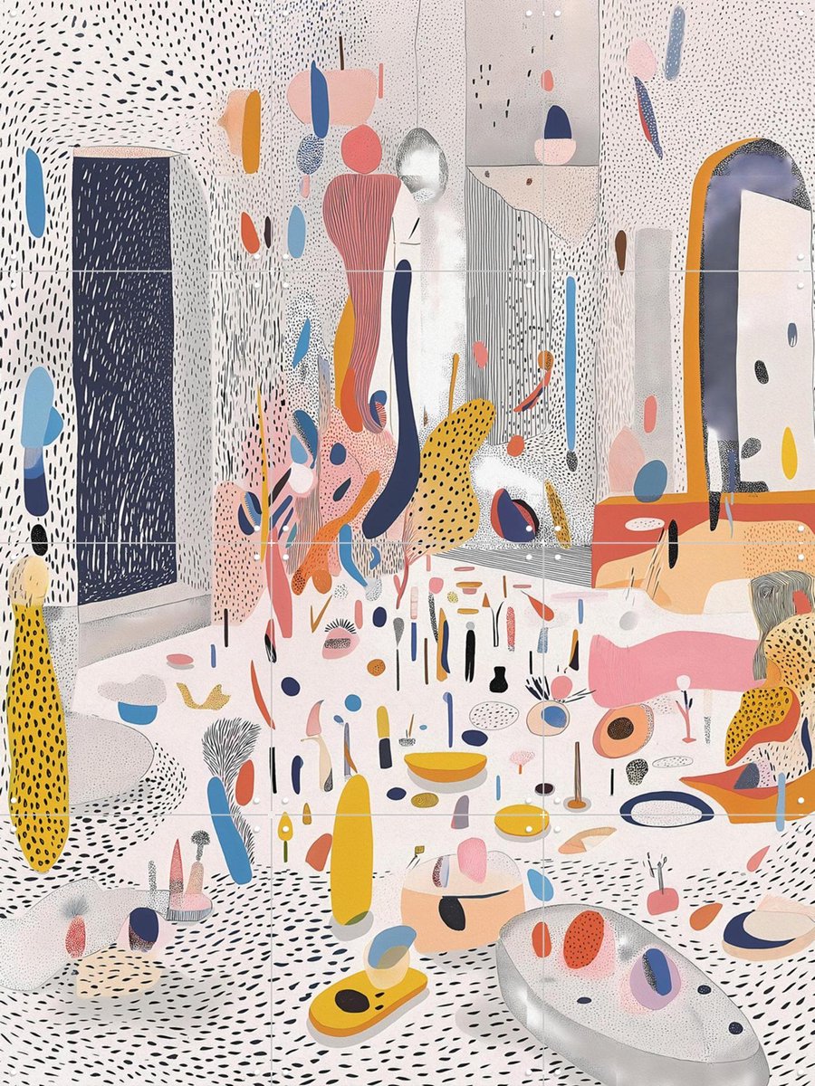 IXXI Plaza Patterns, Artclaud - 60 x 80 cm - Gratis ophangtool - Grote wanddecoratie en posters - Kleurrijk, Digitale Kunst, Speels, Illustraties