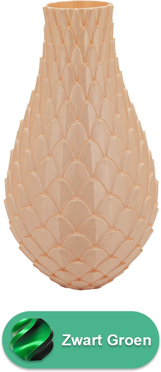 Lovora Sirena design vaas – Decoratieve vaas - Zwart / Groen - 3d geprinte vaas – geschikt voor droogbloemen - 25CM