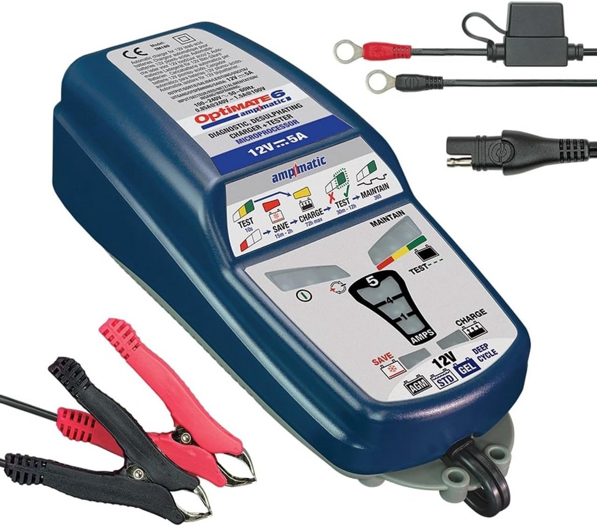 Intelligente Automatische Acculader 12V voor Motor en Auto met Onderhoudsfunctie