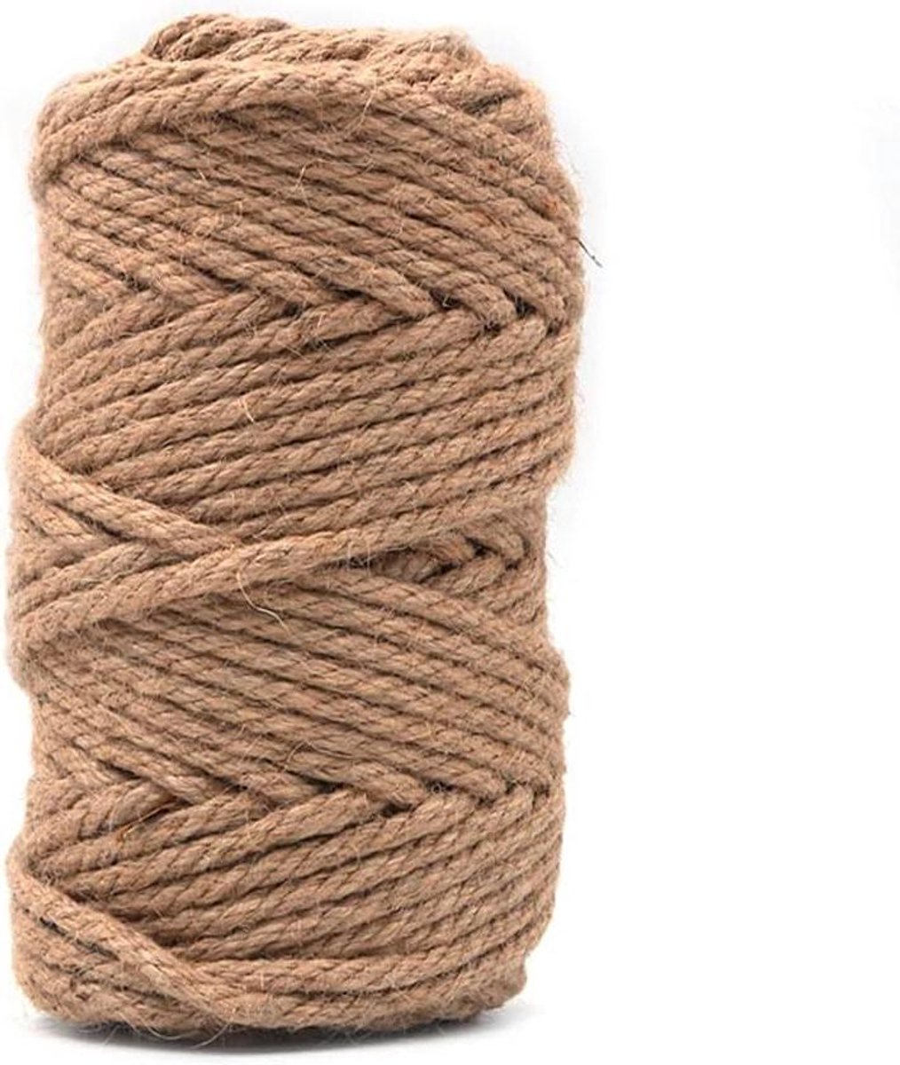 Allecto - Sterke Natuurlijke Jute Touw - 6mm Dikke - 50 Meter Lange - Jute String Rope Roll - Tuin Arts Ambachten Home Decor Verpakking - Natuurlijke Jute Touw - Geschikt voor diverse doeleinden - Bruin.
