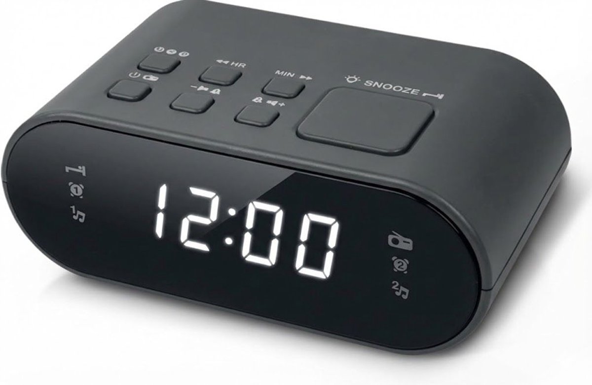 SNJY® Wekkerradio - Wekker Voor Kinderen en Volwassenen - Reiswekker - 7L x 12B x 4,5H cm - Zwart