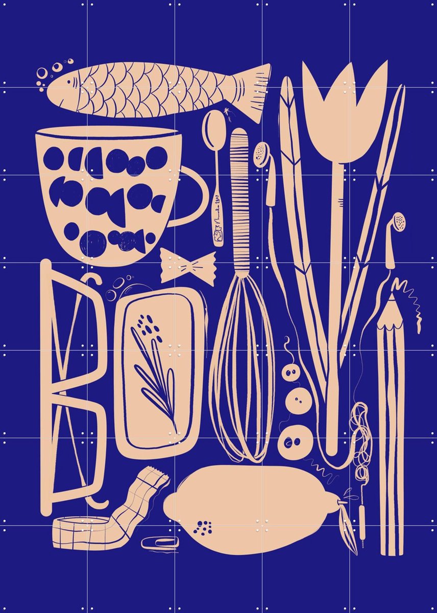IXXI Things, Gozde - 100 x 140 cm - Gratis ophangtool - Grote wanddecoratie en posters - Speels, Grafisch Ontwerp, Illustraties, Line art, Keuken