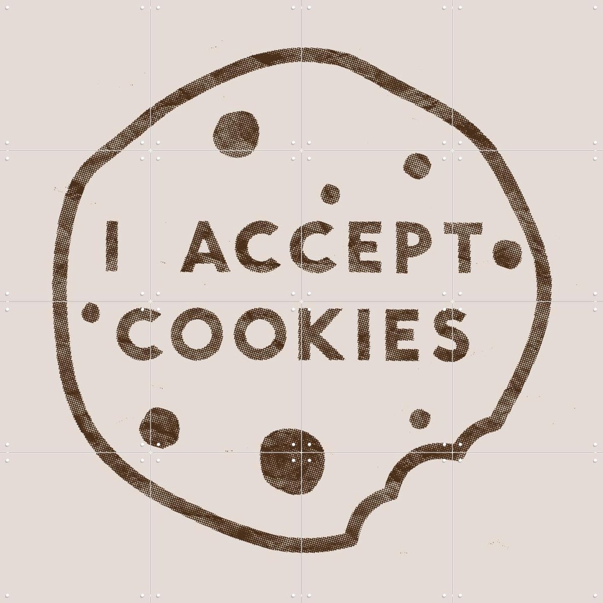 IXXI I accept Cookies, Florent Bodart - 80 x 80 cm - Gratis ophangtool - Grote wanddecoratie en posters - Speels, Illustraties, Grafisch Ontwerp