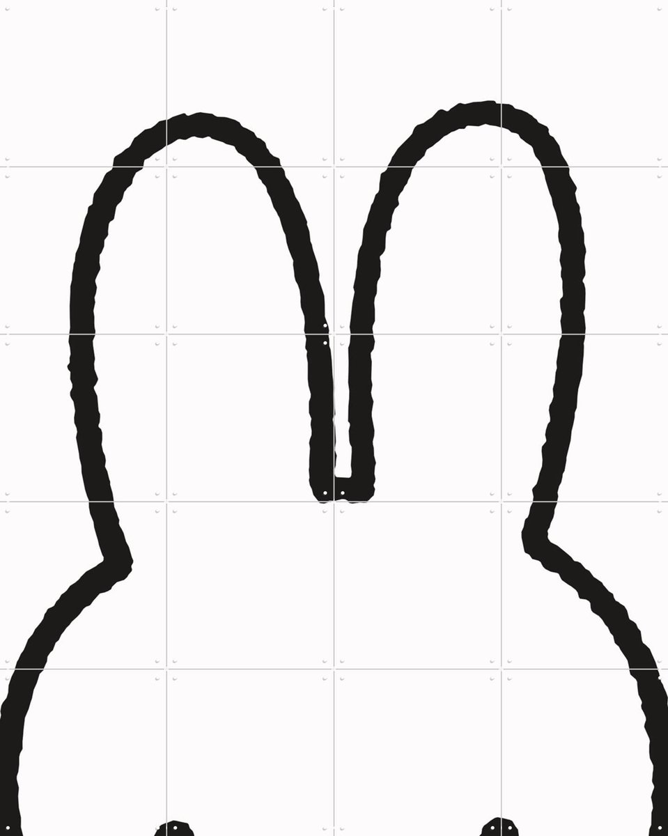 IXXI Nijntje Oren, Nijntje - 80 x 100 cm - Gratis ophangtool - Grote wanddecoratie en posters - Illustraties, Line art, Minimalisme, Speels