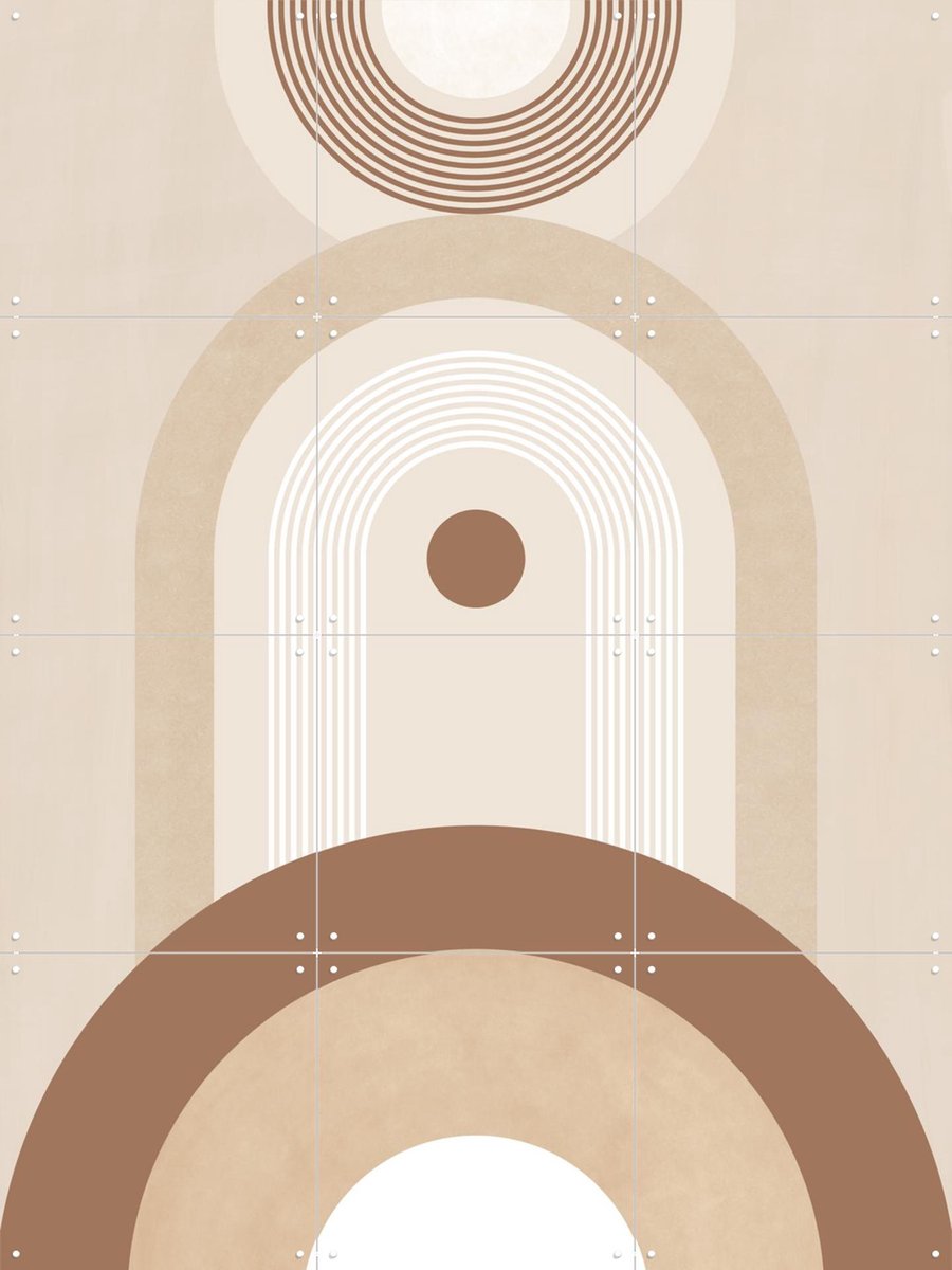IXXI Beige Mid Century Poster No.2, Elena Ristova & Various - 60 x 80 cm - Gratis ophangtool - Grote wanddecoratie en posters - Grafisch Ontwerp, Art