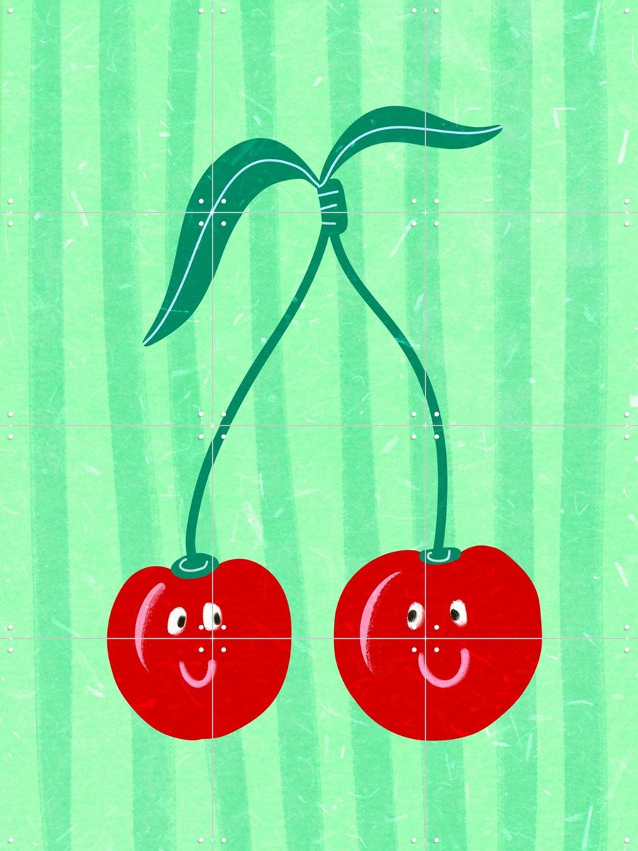 IXXI Hello Cherries, Raissa Oltmanns - 60 x 80 cm - Gratis ophangtool - Grote wanddecoratie en posters Babykamer, Kinderkamer, Kinderen